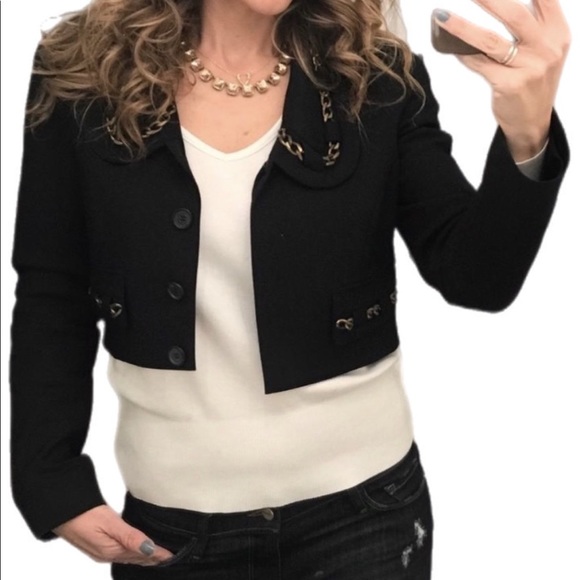 NWOT Chloé Black/Brass Chain Cropped Blazer - FR Size 36 - US Size 4 - Picture 2 of 6